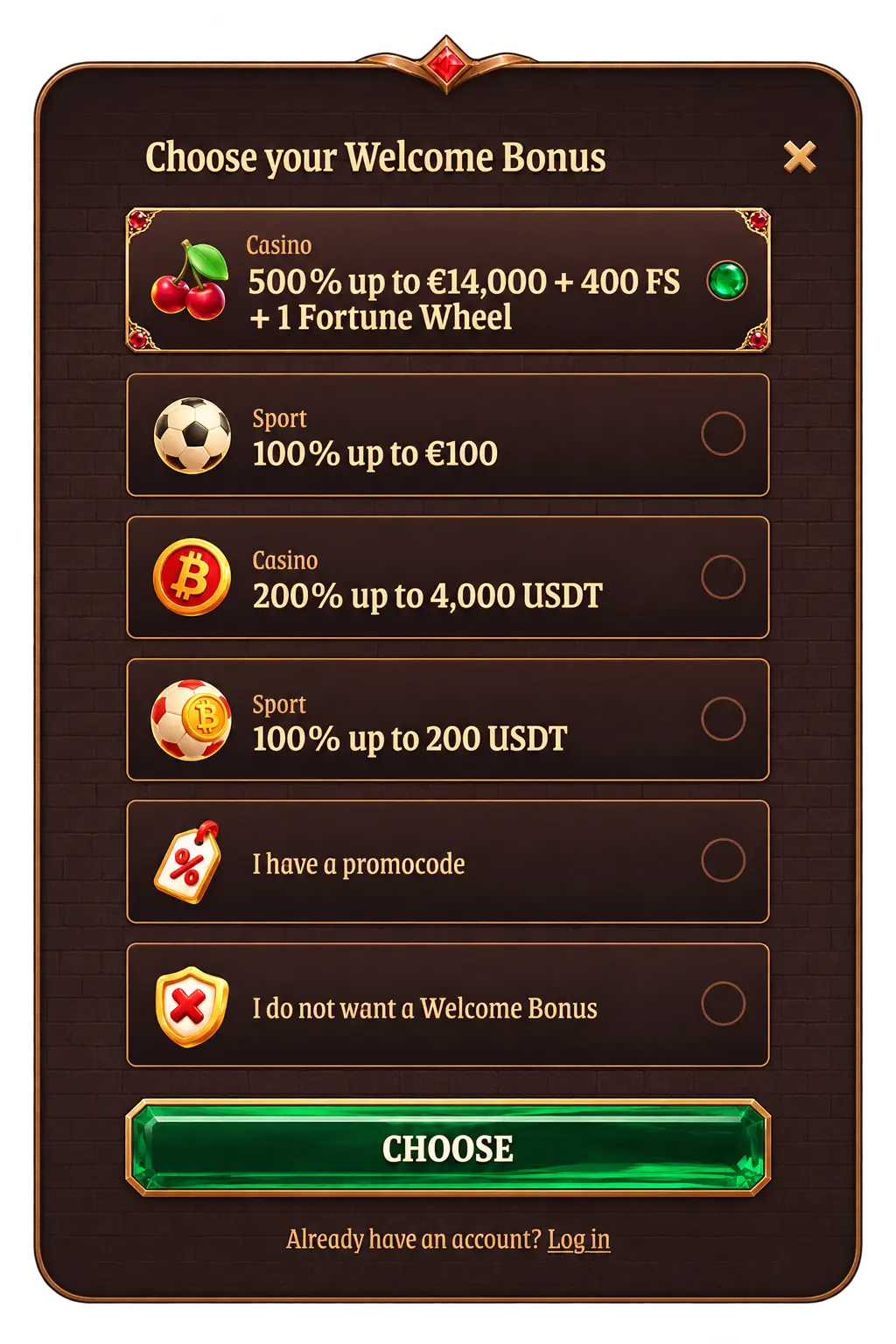 CrazyTower Casino registration